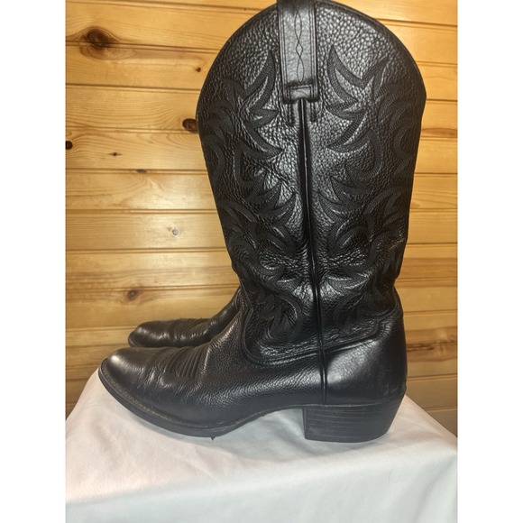 ARIAT Men's ATS Black Heritage Deertan Toe Western Boots 10002218 (34770) Sz 12B - Picture 1 of 10